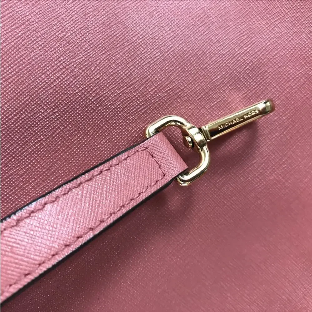 MICHAEL KORS Cindy Dome Satchel Saffiano Leather Bag Pink Classic Elegant Chic